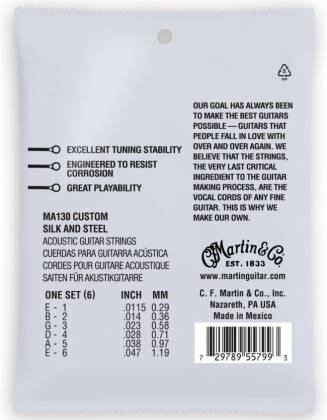 C. F. Martin & Co. MA130 SP Authentic Acoustic Folk Silk & HT Steel Guitar Strings Gauge 11.5-47 41Y18MA130 Product Image 4