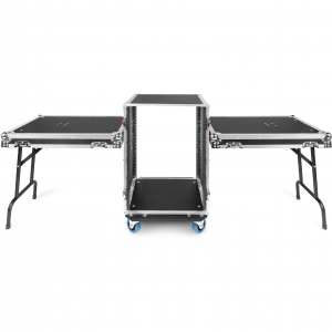 Gator GTOUR16U-TBL Tour Style ATA 16RU Upright Rack Case with Dual Side Tables with Convertible Table Top Lids - Black image
