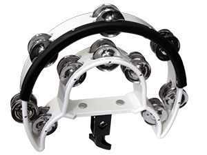 Mano MP-DDC-WH White Drum Set Tambourine Double Cutaway with 20 Jingle Pairs mp-ddc-wh