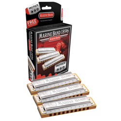 Hohner 3P1896BX Marine Band Harmonica Pro Pack 3-P-1896-BX image